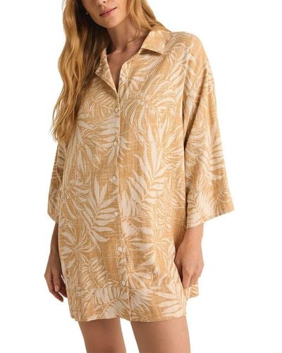 Z Supply Camden Sandy Bay Palm Linen-Blend Dress - Natural