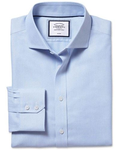 Charles Tyrwhitt Non-Iron Ludgate Weave Cutaway Classic Fit Shirt - Blue