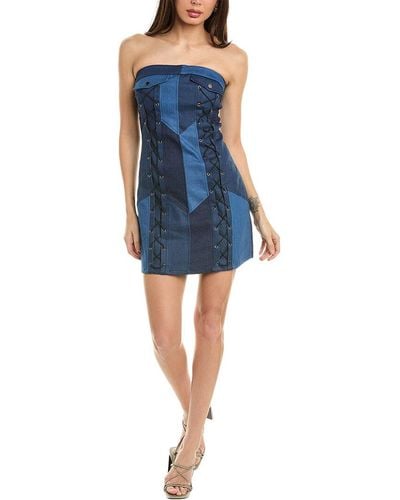Gracia Denim Criss Cross String Mini Dress - Blue