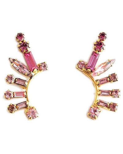 Elizabeth Cole 24k Plated Piper Earrings - Pink