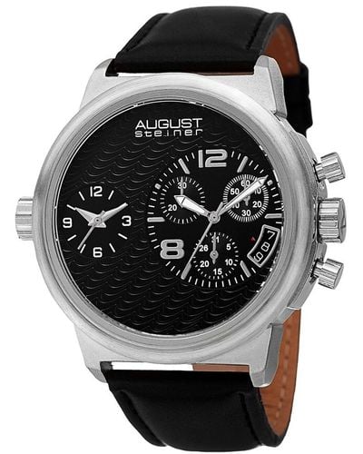 August Steiner Leather Watch - Black