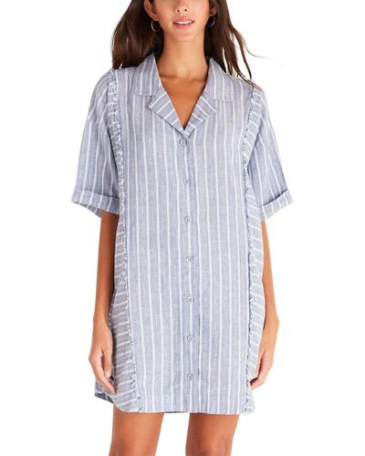Z Supply Jayden Striped Linen-blend Mini Dress - Blue