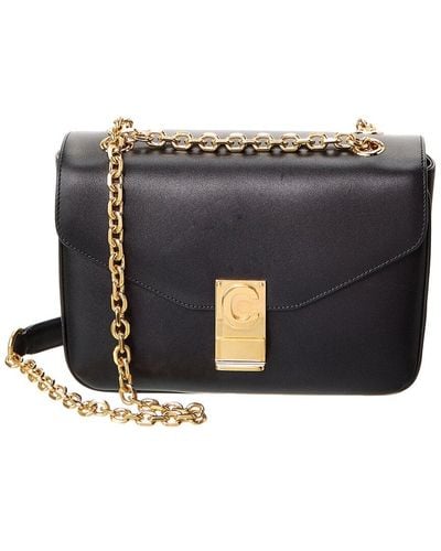 Celine C Medium Leather Shoulder Bag (Authentic Pre-Owned) - Black