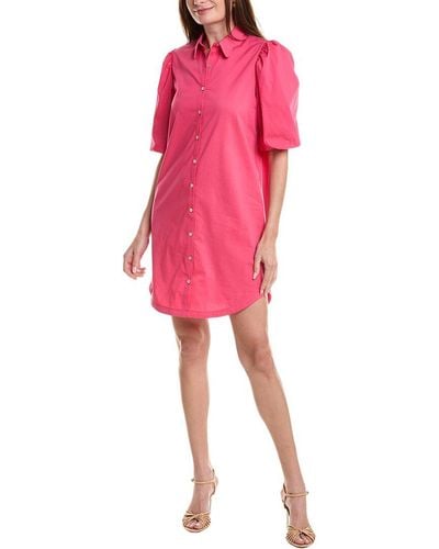 Nicole Miller Puff Sleeve Shirtdress - Pink