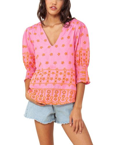 Hale Bob Pink and Turquoise Patterned Shaina Blouse 2YUD2030 PNK main image 1