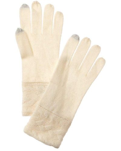 Forte Braided Cable Cashmere Gloves - White