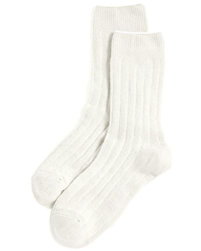 Stems Lux Cashmere & Wool-blend Crew Sock Gift Box - White