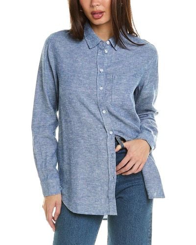 Three Dots Linen-blend Shirt - Blue