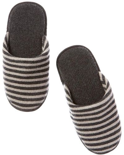 Portolano Striped Slippers - Black