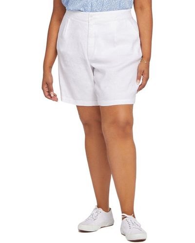 NYDJ Plus Modern Linen-blend Bermuda Optic White Short