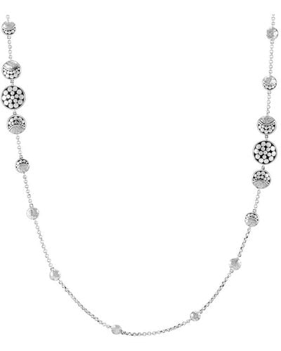 John Hardy Dot Silver Moon Phase Hammered Necklace - White