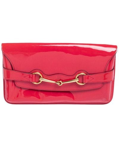Gucci Patent Leather Bit Clutch (Authentic Pre-Owned) - Red