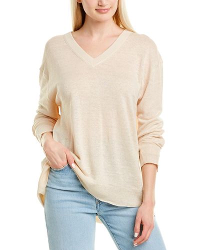 InCashmere Mixed Linen Pullover - White