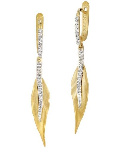 I. REISS 14k 0.25 Ct. Tw. Diamond Leaf Dangle Earrings - Metallic