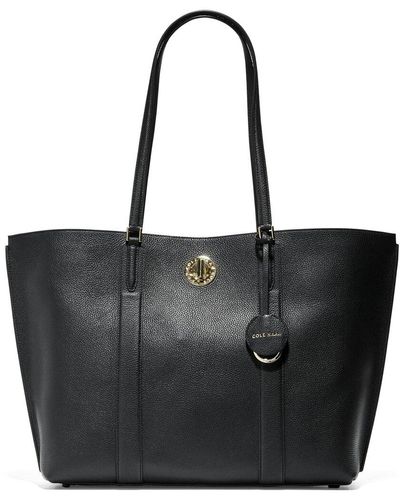 Cole Haan Large Turnlock Leather Tote - Black