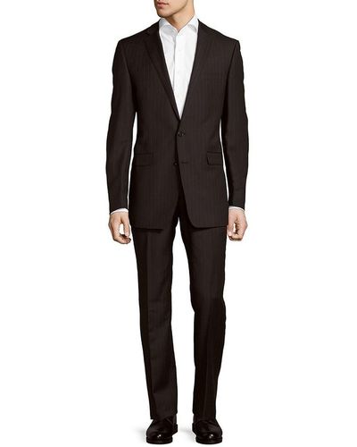 Calvin Klein Pinstripe Wool Suit - Black