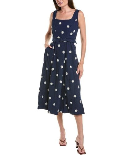 Taylor Embroidered Midi Dress - Blue