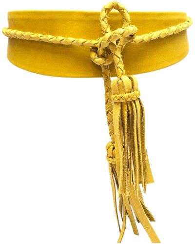 Ada Lucky Wrap Leather Belt - Yellow