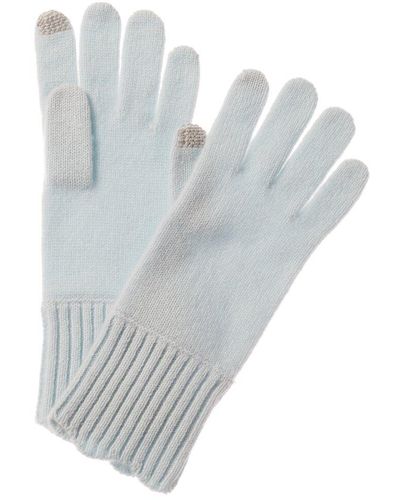 Hannah Rose Bow Trim Cashmere Gloves - Blue