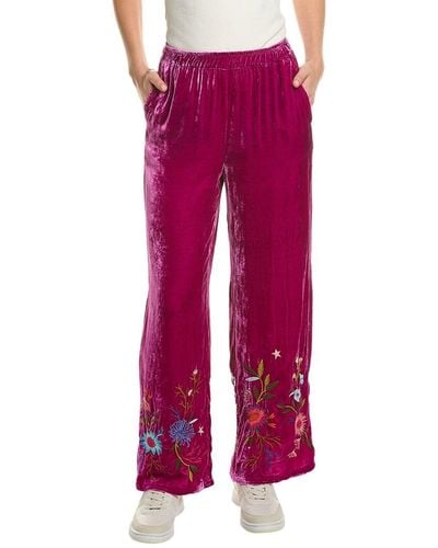 Johnny Was Ulla Wide Leg Silk-blend Pant - Red
