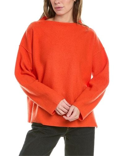 Eileen Fisher Funnel Neck Box Wool Top - Orange