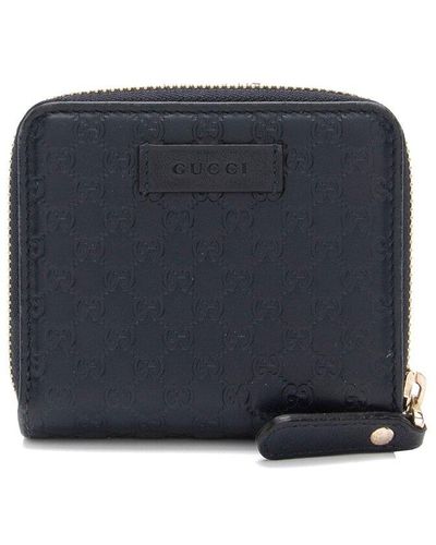 Gucci Leather Compact Zip Around Wallet (Authentic Pre-Owned) - Blue