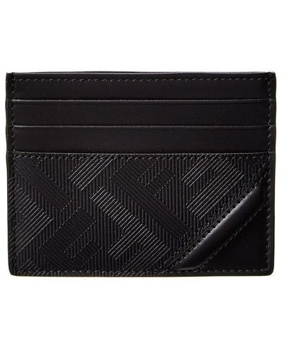 Fendi Shadow Diagonal Leather Card Holder - Black
