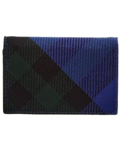 Burberry Check Canvas & Leather Card Holder - Blue