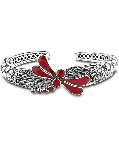 Samuel B. Silver Coral Dragonfly Cuff Bracelet - Red
