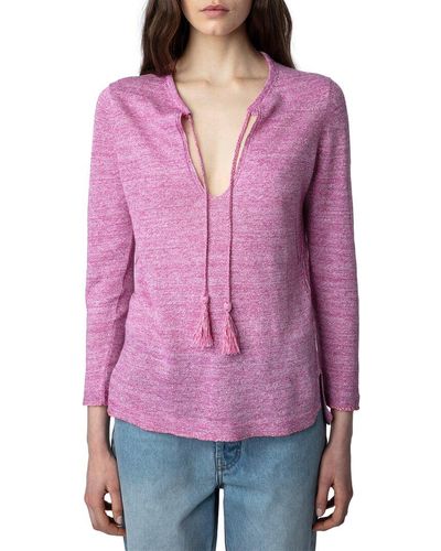 Zadig & Voltaire Amber Linen & Silk-blend Sweater - Purple