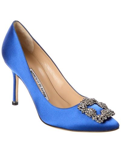 Manolo Blahnik Hangisi 90 Satin Pump - Blue