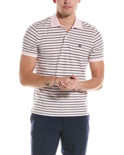 Brooks Brothers Stripe Slim Fit Polo Shirt - White