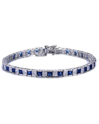 Genevive Jewelry Silver Cz Tennis Bracelet - Blue