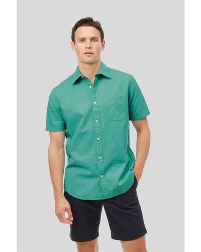 Charles Tyrwhitt Plain Classic Fit Short Sleeve Linen Shirt - Green