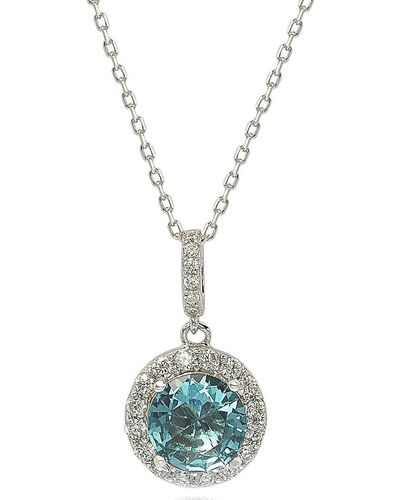 Suzy Levian Silver 0.02 Ct. Tw. Diamond & Gemstone Pendant - Metallic