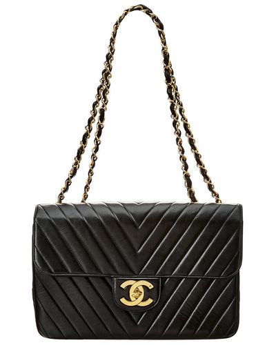 CHANEL Classic Maxi Black Leather Single Flap Bag, Luxury, Bags & Wallets  on Carousell