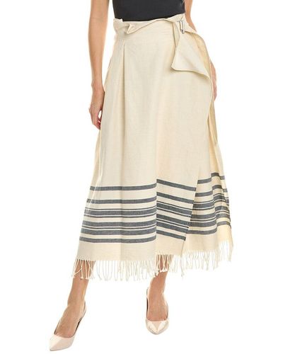 Max Mara Weekend Targa Linen-blend Skirt - Natural