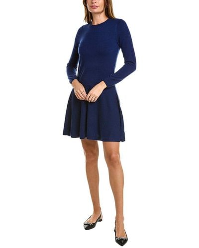 Sofiacashmere Drop-waist Cashmere Flare Dress - Blue