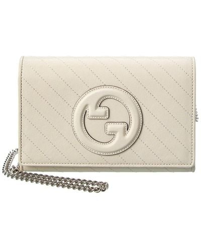 Gucci Blondie Leather Wallet On Chain - Natural