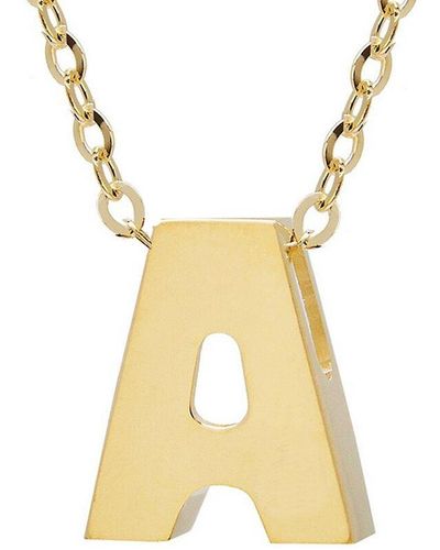 Jane Basch 14k Block Initial Necklace (a-z) - Metallic