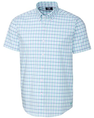Cutter & Buck Soar Windowpane Plaid Shirt - Blue