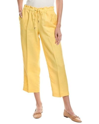Anne Klein Drawstring Linen-blend Crop Pant - Yellow