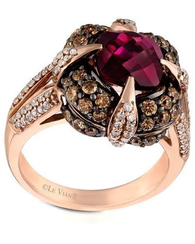 Le Vian Le Vian 14k Rose Gold 3.39 Ct. Tw. Diamond & Rhodolite Ring - Multicolor