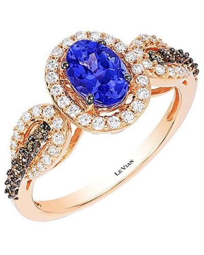 Le Vian Le Vian 14k Rose Gold 1.09 Ct. Tw. Diamond & Tanzanite Ring - Blue