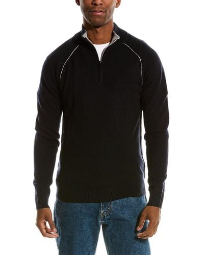 NAADAM Wool & Cashmere-blend 1/4-zip Mock Sweater - Black