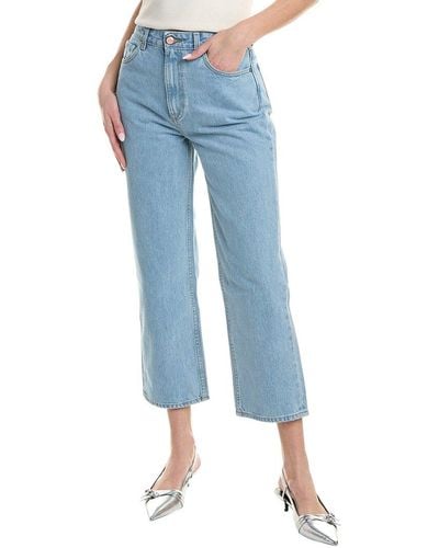 Ganni Misy Light Blue Stone High Rise Relaxed Straight Crop Jean