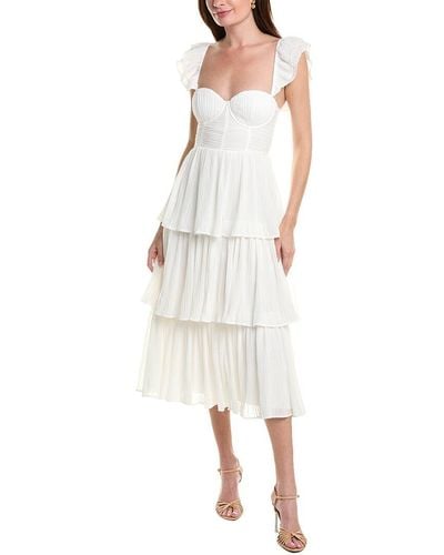 Rachel Parcell Corset Pleated Midi Dress - White