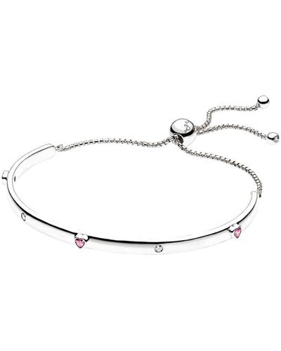 PANDORA Silver & Cz Explosion Of Love Adjustable Bar Bracelet - White