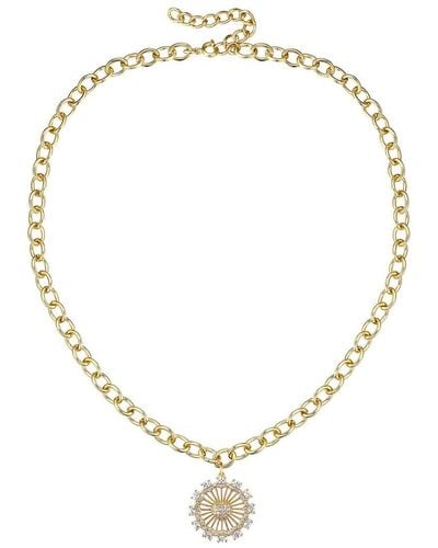 Rachel Glauber 14k Plated Cz Sunshine Flower Necklace - Metallic
