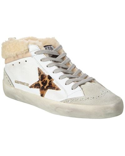 Golden Goose Midstar Leather & Shearling Trainer - White